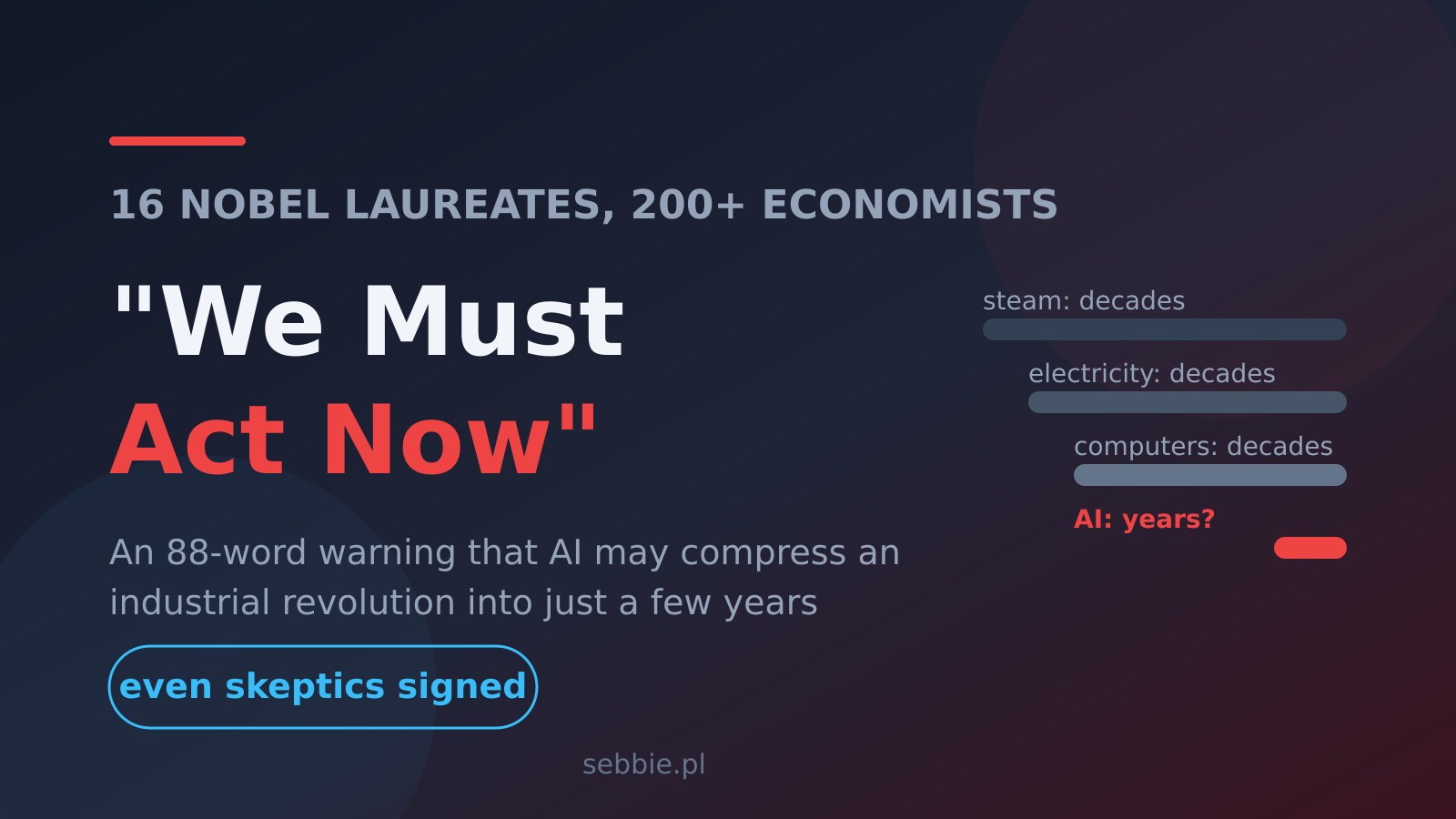 We Must Act Now: 16 Nobel Laureates Sign the 88-Word Warning About AI and the Economy
