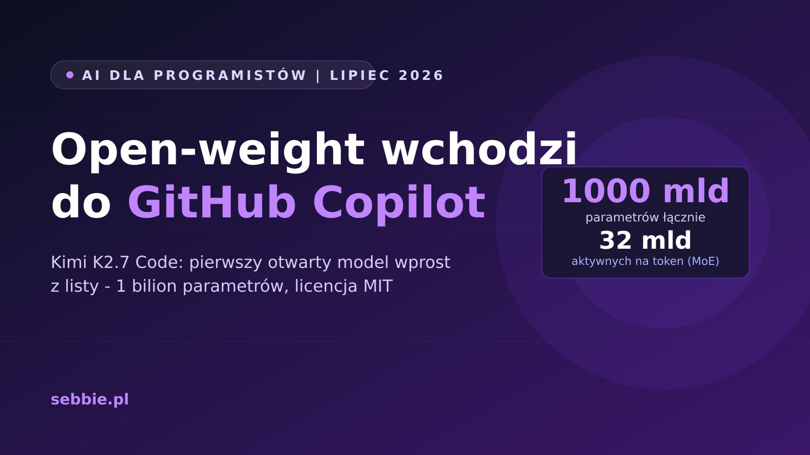Open-weight wchodzi do GitHub Copilot: co daje Kimi K2.7 Code i dla kogo ma sens
