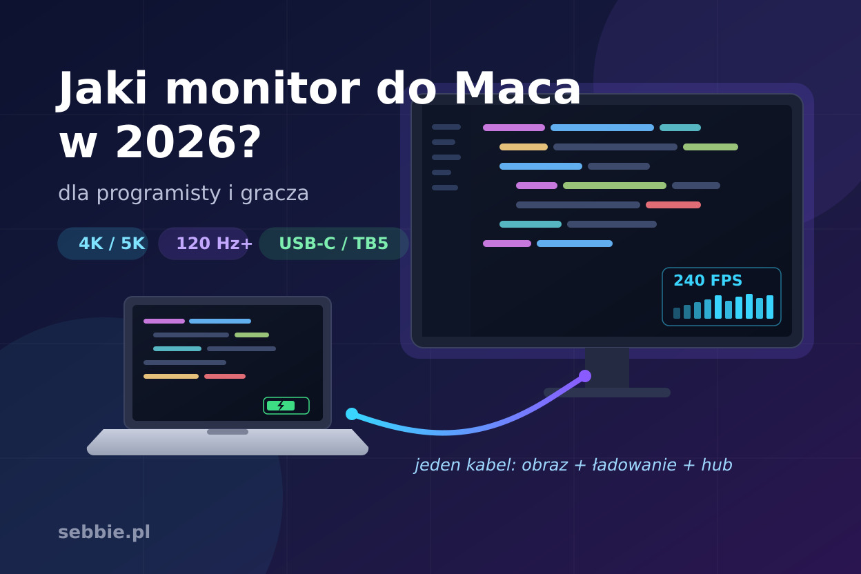 Monitor dla programisty, gracza i użytkownika Maca w 2026: 4K/5K, 120 Hz+ i jeden kabel USB-C